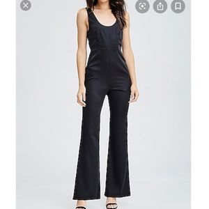 Small, satin Emory park jumpsuit